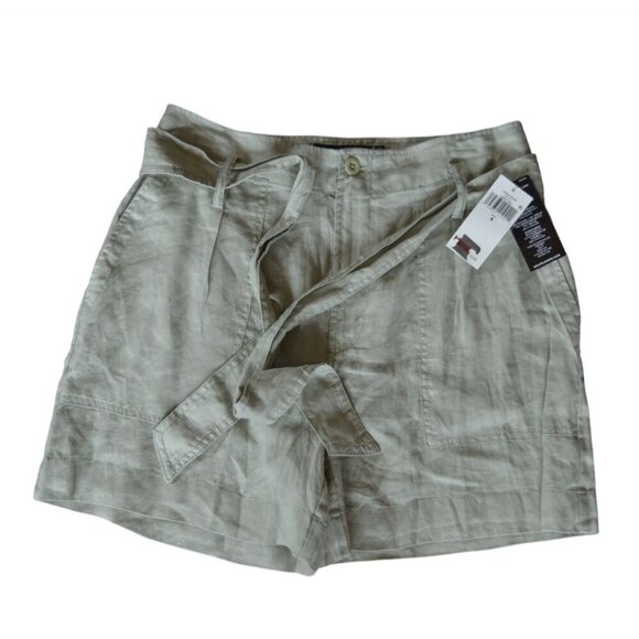 NWT Lauren Ralph Lauren Women's Belted 100% Linen Shorts Size 4 Ranch Sage Green - Picture 7 of 7